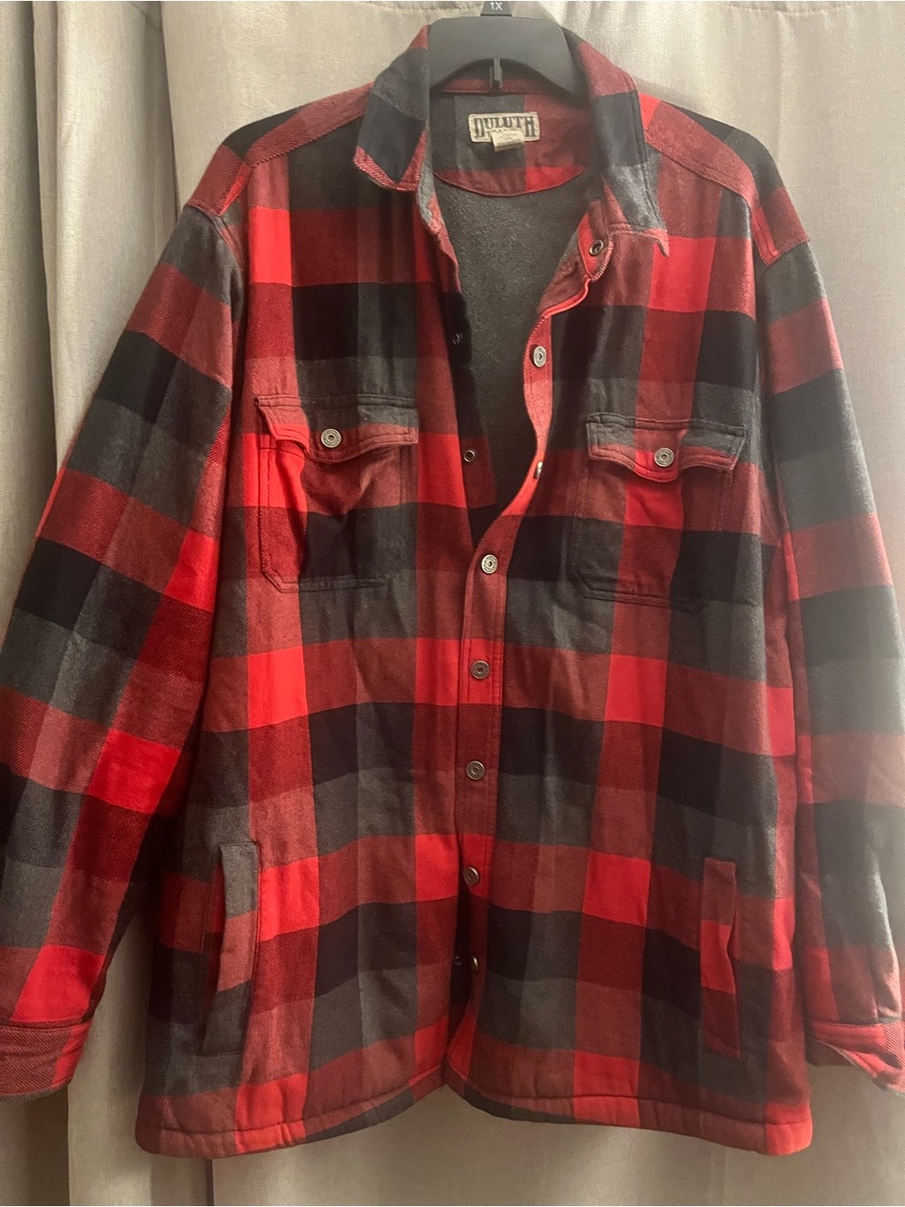 Duluth Trading Co Red & Black Buffalo Check Shirt Jacket